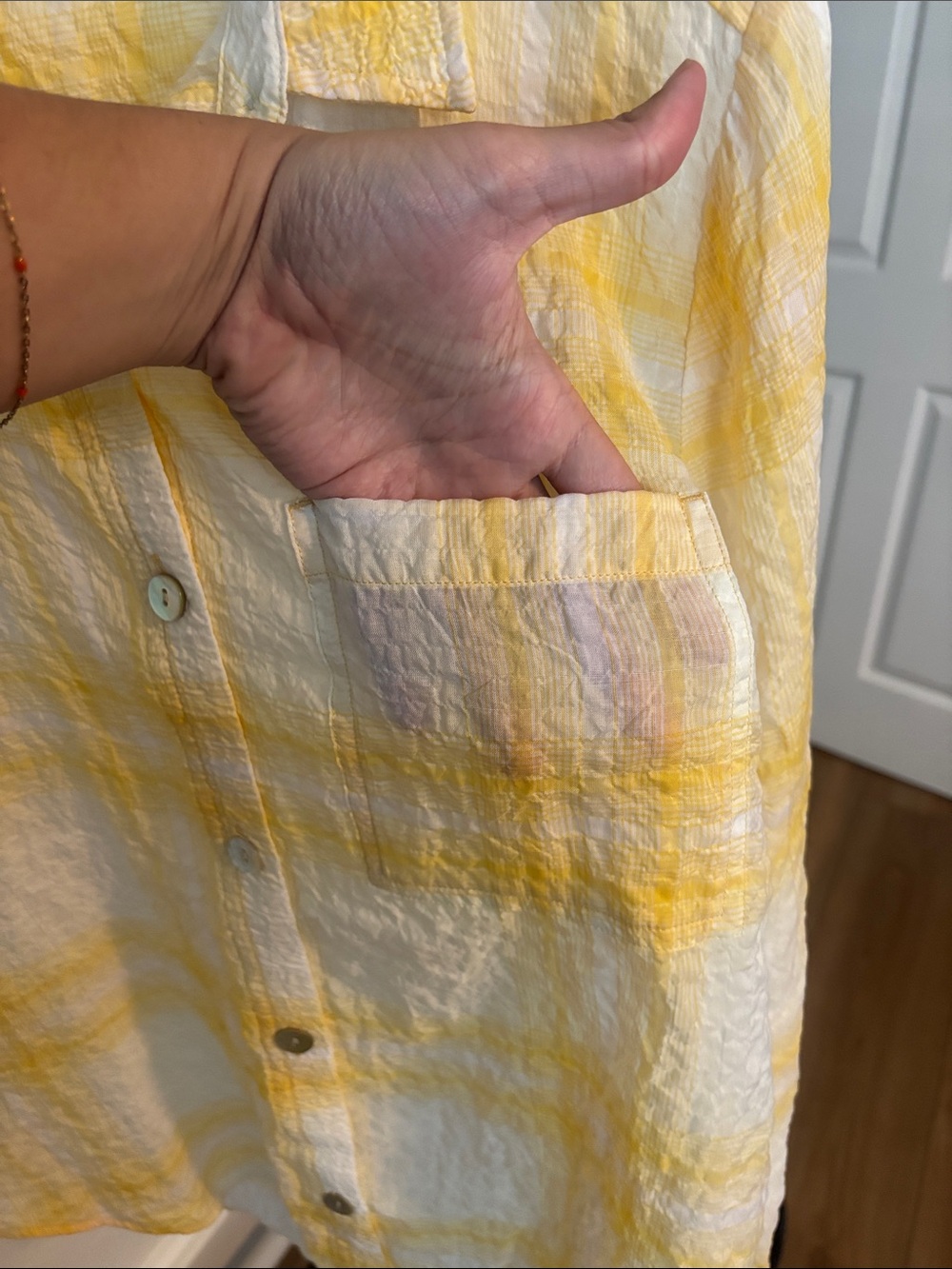 cloth & stone Yellow & White Plaid Button-Down Shirt - Picture 4 of 8